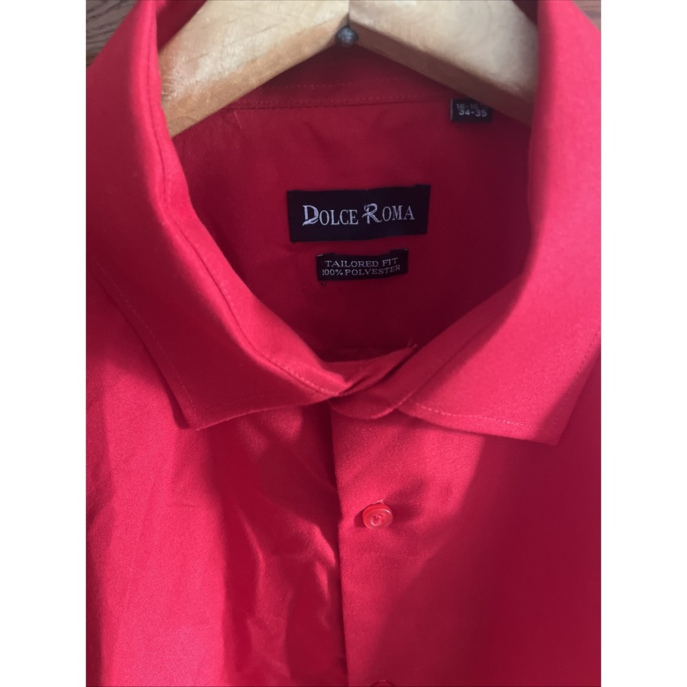 Dolce Roma Red Dress Shirt‎ 16 16 1/2 / 34/35 Buttoned Down Slim Fit